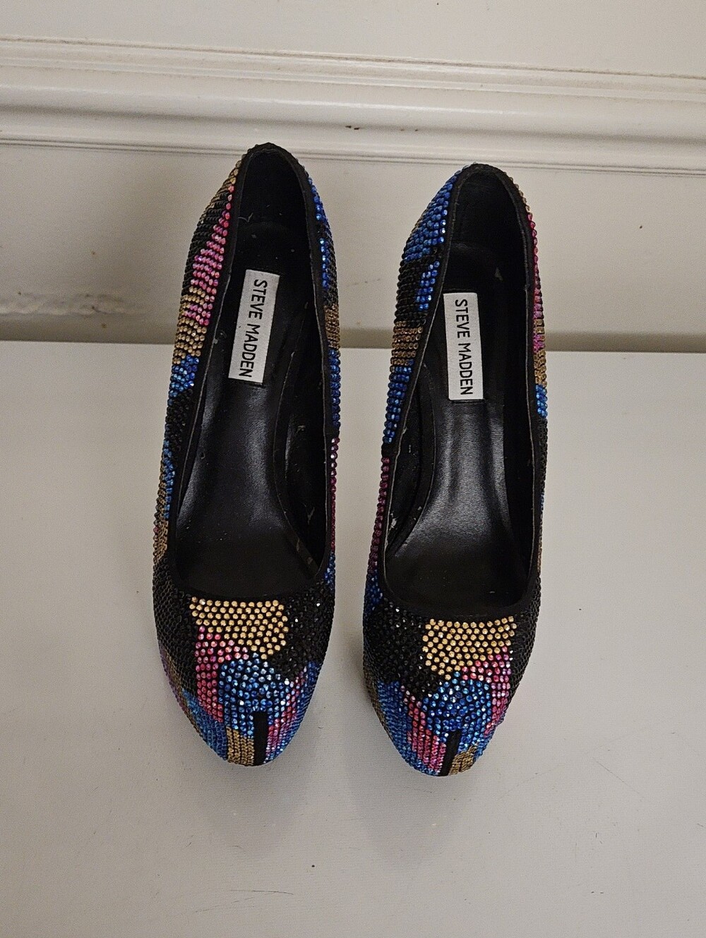 Steve Madden  Multicolor Blue Pink  Crystal Platform Stiletto Pumps - Women - Picture 2 of 8